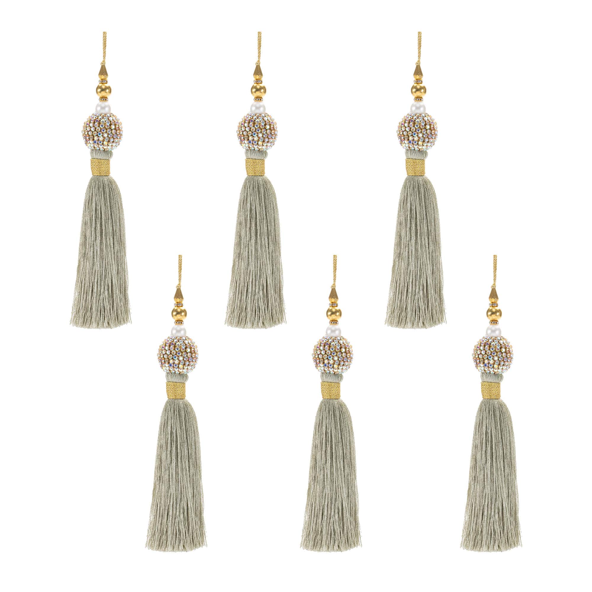 7.75" Jeweled Tassel Ornaments, 4ct.